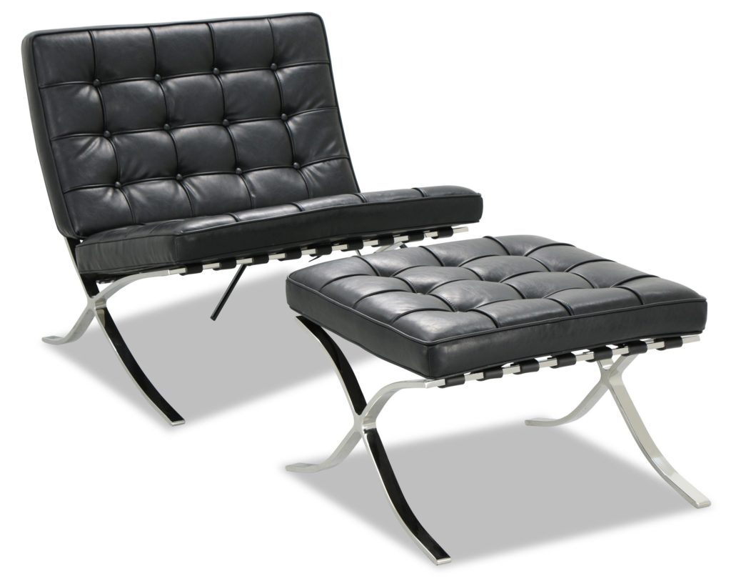 Premium Barcelona Ottoman Black - Mies Van Der Rohe Replica - DECOMICA