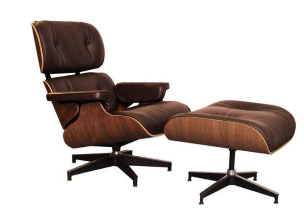 Classic Charles Eames  Lounge Chair And Ottoman Replica Chocolate Leather - Walnut - DECOMICA